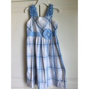 Hartstrings Size 6 Girls Blue & White Plaid Dress
